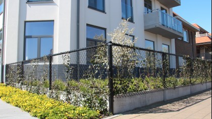 Strakke gebouwomgeving met parkeergelegenheid 